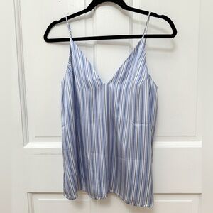 CAMI NYC Olivia silk top in cornflower stripe, size small